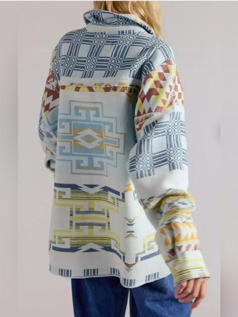 Free People NWT Western Aztec Graphic Inspired Henley Pullover Shirt size S - Picture 2 of 6